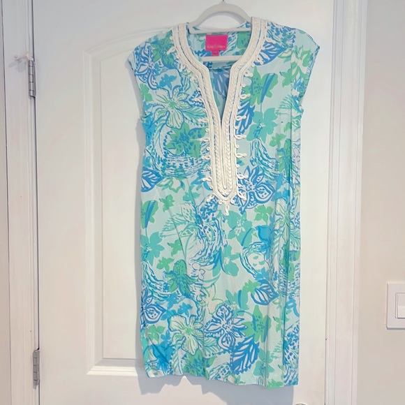 Lilly Pulitzer Blue and Green Floral Dress - Picture 1 of 2